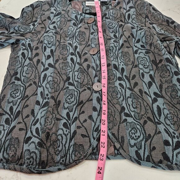 Country Store Cardigan Tapestry Jacket Sz Small Boho Floral Turquoise - Picture 8 of 9